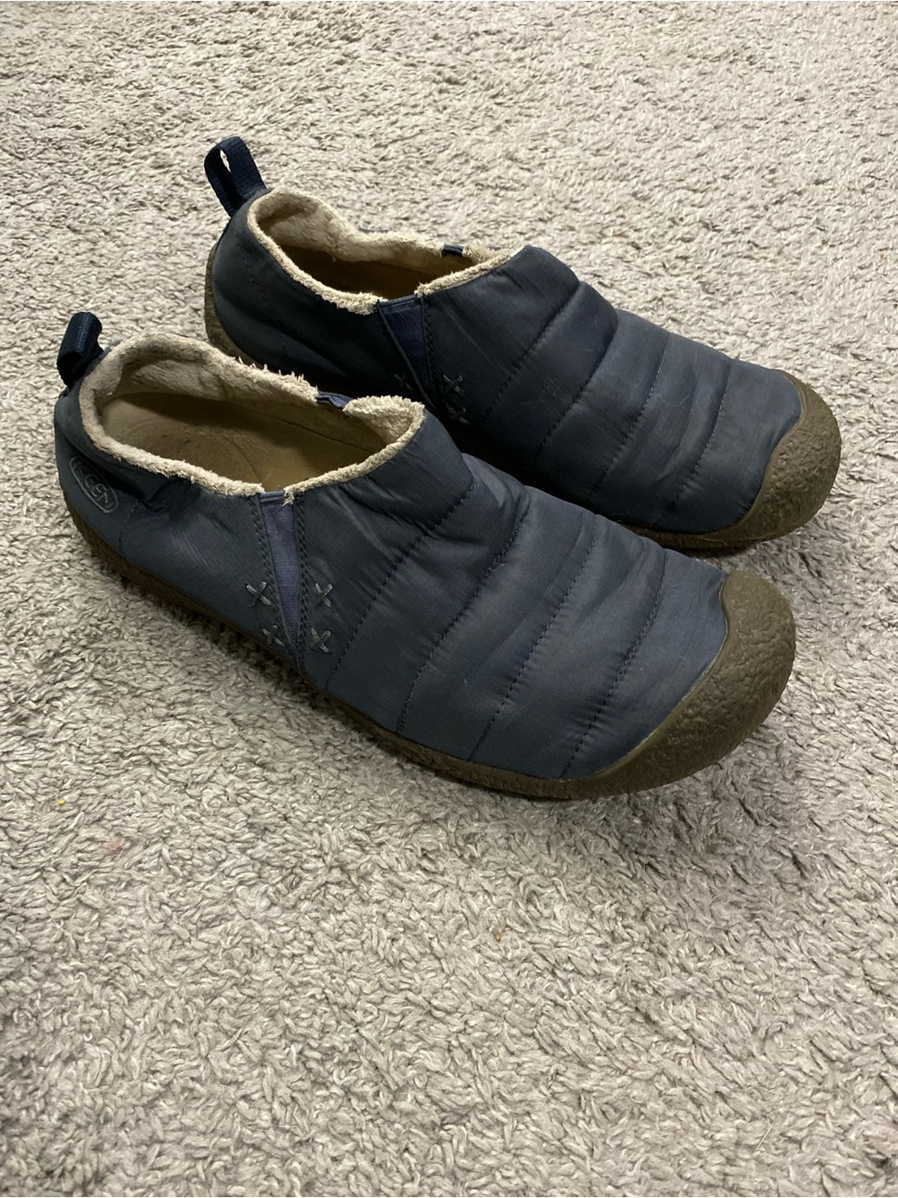 Keen Slip-On Quilted Shoe in Navy and Brown